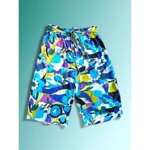 ASHLEY STEWART 26 28 Tropical Floral Bright Wide Leg Culottes Pants